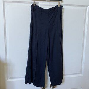 1. State Pants Womens M Navy Blue Wide Leg Cropped Culotte Coastal Boho Nautical